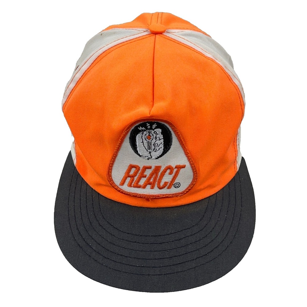 Vintage React CB Radio Trucker Hat Cap Snap‎ Back  Trucking 80s 90s Pinwheel USA